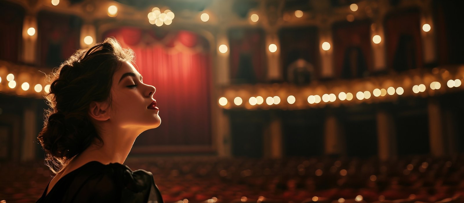 Imagen de una actriz en el escenario