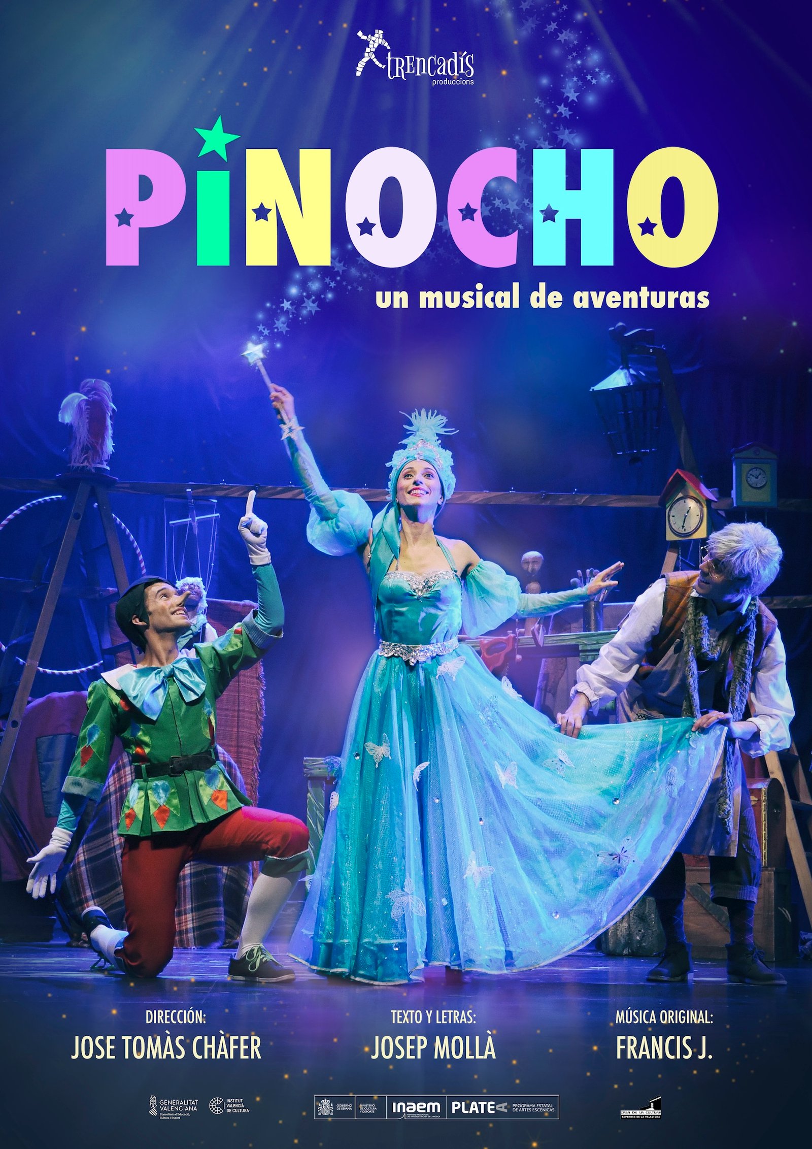 Cartel obra de teatro Pinocho, un musical de aventuras