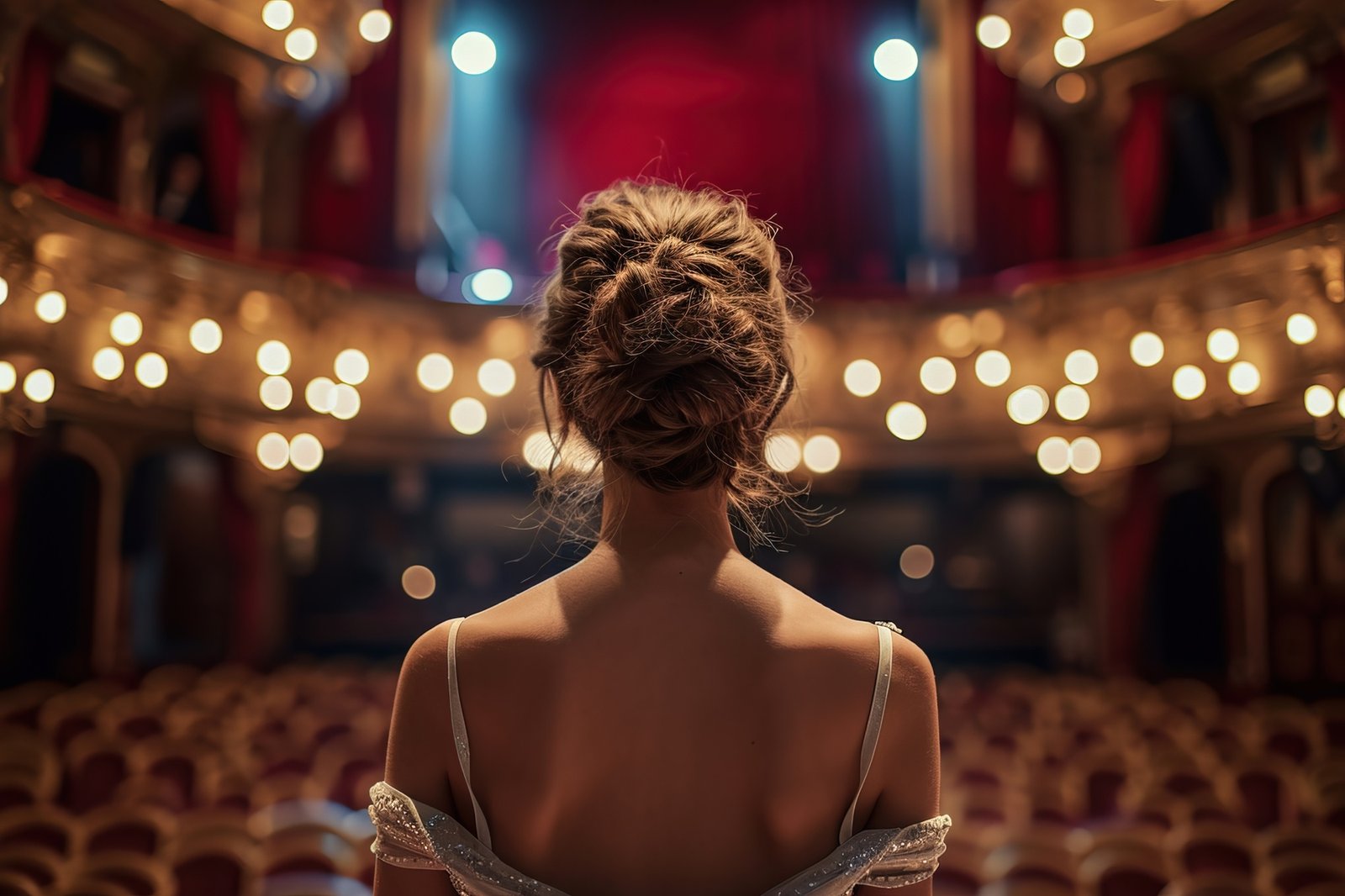 Imagen de una actriz en el escenario